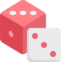 Pink and white gaming dice graphic