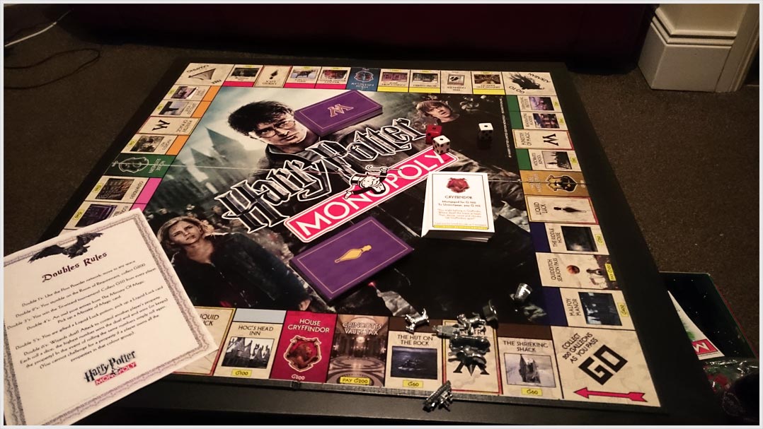 Harry Potter monopoly board only just set up