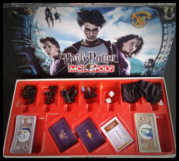 Jerry's Harry Potter Monopoly box art and components