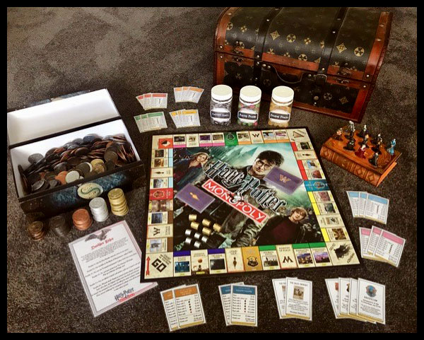 Sarah's Harry Potter Monopoly Game full set laid out